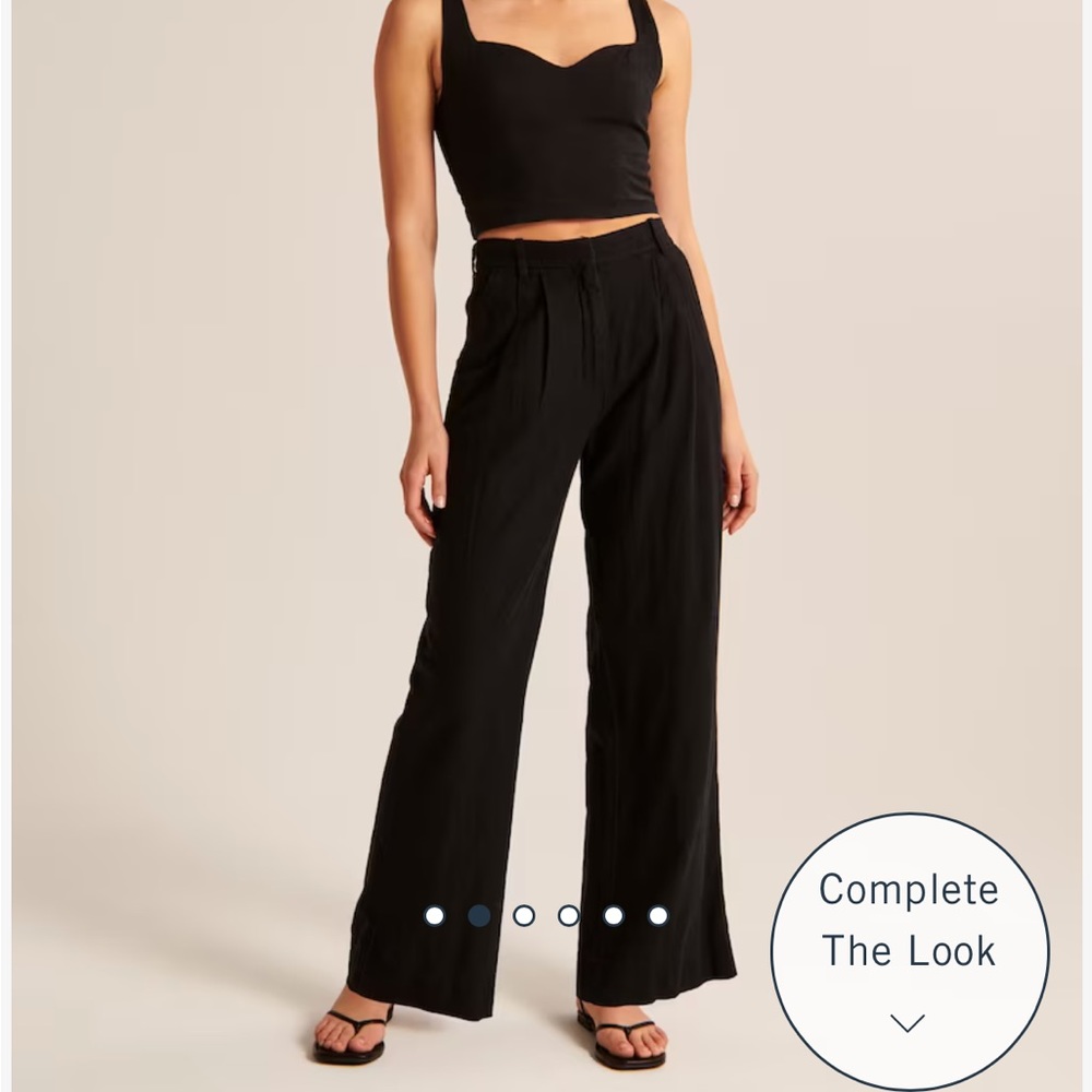 Abercrombie Linen Blend Tailored Wide Leg Pant